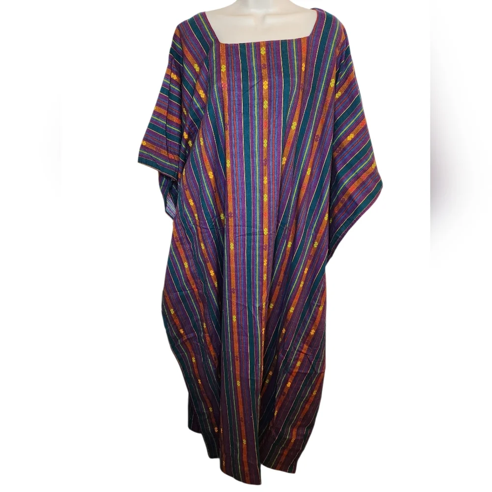 Handmade Multicolor Caftan Mumu Dress | Sustainable Repurposed | One Size NWT - Picture 1 of 4